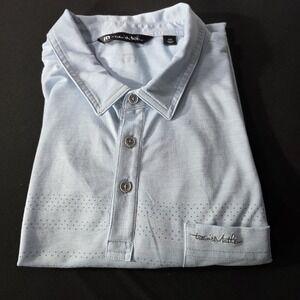 Travis Mathew Polo Shirt Mens XXL Golf Performance Stretch Lt. Blue. Mojave
